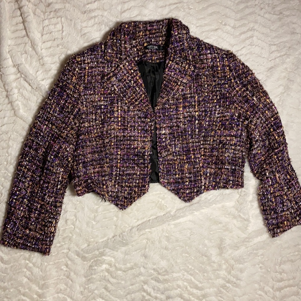 Nasty Gal Cropped Textured Blazer